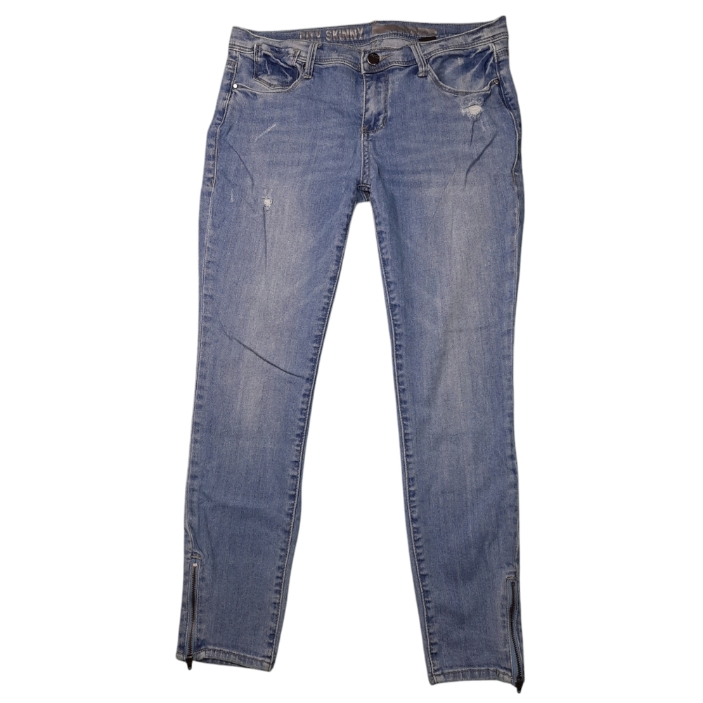 DKNY City Skinny Ankle Zip Crop Blue Jean SZ 4